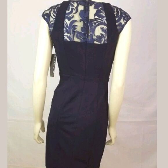 Sangria Navy Lace Sheath Dress Size 2 - Picture 3 of 5